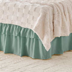 MarryLane Double Ruffle Wrap Around Elastic Bed Skirt with 16-Inch Drop for Twin, Full, Queen, King, and Cal King Beds