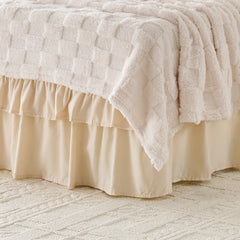 Wrap around elastic bed skirt with modern dust ruffle design for multiple bed sizes