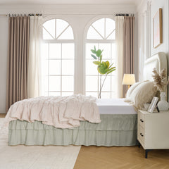 MarryLane Double Ruffle Wrap Around Elastic Bed Skirt with 16-Inch Drop for Twin, Full, Queen, King, and Cal King Beds