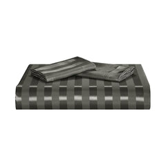 Satin stripe bedding set with duvet cover and two pillowcases silk-like texture