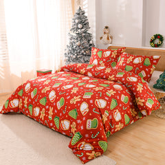 Boho style quilt bedspread set with pastel botanical prints and four pillow shams