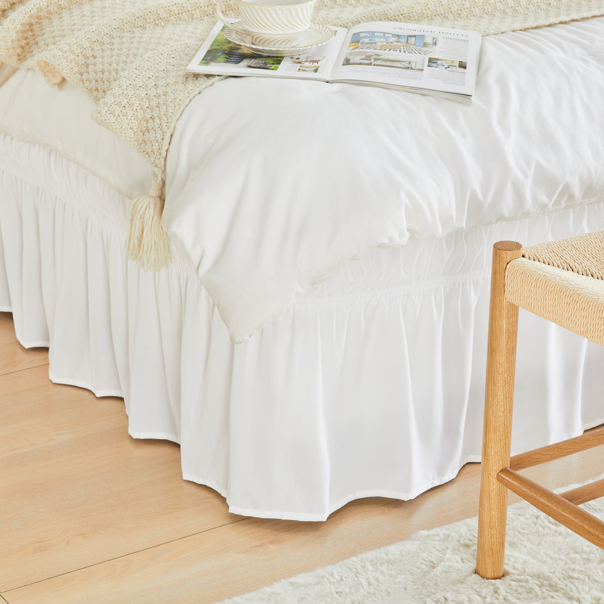 Marrylane 15 Inch Drop Easy Wrap Around Bed Ruffle