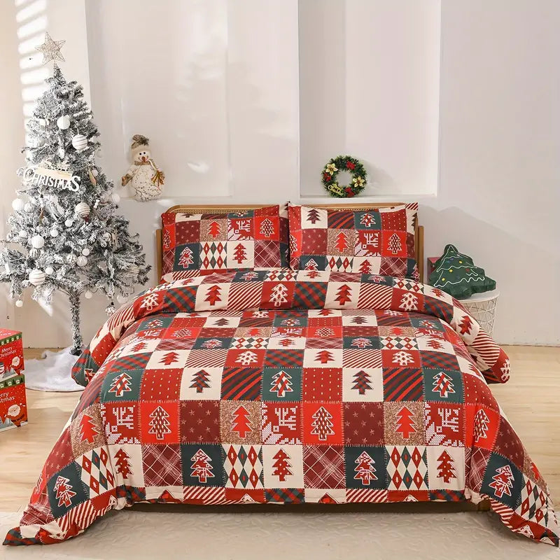 Boho style quilt bedspread set with pastel botanical prints and four pillow shams