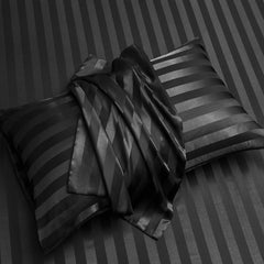 4-Piece Satin Stripe Silk-Like Bedding Set
