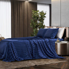 4-Piece Satin Stripe Silk-Like Bedding Set