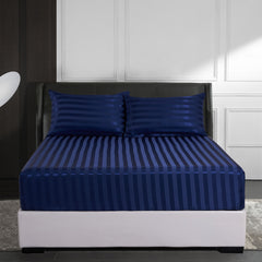 4-Piece Satin Stripe Silk-Like Bedding Set