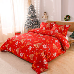 Boho style quilt bedspread set with pastel botanical prints and four pillow shams