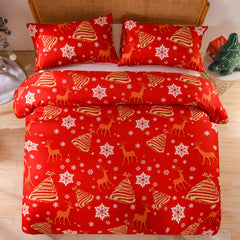 Boho style quilt bedspread set with pastel botanical prints and four pillow shams