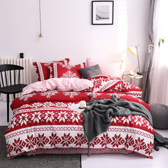 Boho style quilt bedspread set with pastel botanical prints and four pillow shams