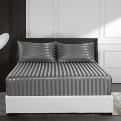 4-Piece Satin Stripe Silk-Like Bedding Set