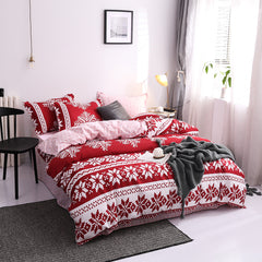 Boho style quilt bedspread set with pastel botanical prints and four pillow shams