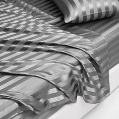 4-Piece Satin Stripe Silk-Like Bedding Set