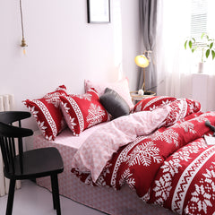 Boho style quilt bedspread set with pastel botanical prints and four pillow shams