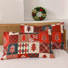 Boho style quilt bedspread set with pastel botanical prints and four pillow shams