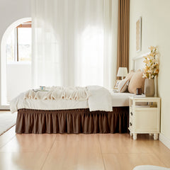 Double elastic bed skirt with 15 inch drop and elegant ruffle design