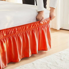Double elastic bed skirt with 15 inch drop and elegant ruffle design