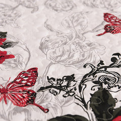 Red floral quilt bedspread set with reversible rose pattern for Queen and King beds
