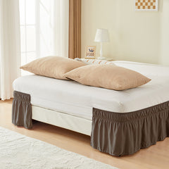 Double elastic bed skirt with 15 inch drop and elegant ruffle design
