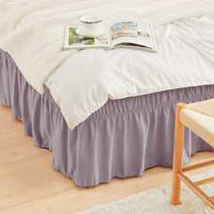Double elastic bed skirt with 15 inch drop and elegant ruffle design