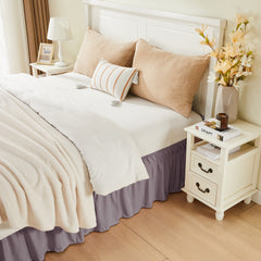 Double elastic bed skirt with 15 inch drop and elegant ruffle design