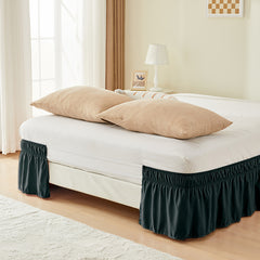 Double elastic bed skirt with 15 inch drop and elegant ruffle design