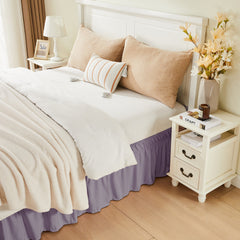 Double elastic bed skirt with 15 inch drop and elegant ruffle design