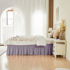 Double elastic bed skirt with 15 inch drop and elegant ruffle design