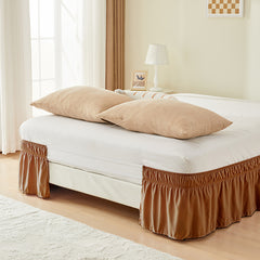 Double elastic bed skirt with 15 inch drop and elegant ruffle design