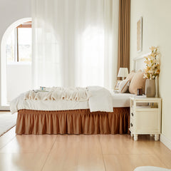 Double elastic bed skirt with 15 inch drop and elegant ruffle design