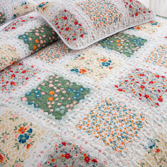 5PCs Boho Style Quilt Bedspread Sets, Lightweight, Reversible, Ultra Soft BedSpreads - Green
