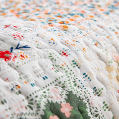 5PCs Boho Style Quilt Bedspread Sets, Lightweight, Reversible, Ultra Soft BedSpreads - Green