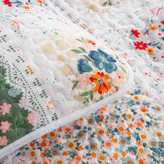 5PCs Boho Style Quilt Bedspread Sets, Lightweight, Reversible, Ultra Soft BedSpreads - Green