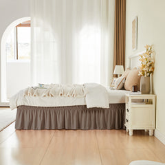 Double elastic bed skirt with 15 inch drop and elegant ruffle design