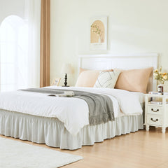Double elastic bed skirt with 15 inch drop and elegant ruffle design