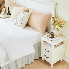 Double elastic bed skirt with 15 inch drop and elegant ruffle design