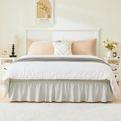 Double elastic bed skirt with 15 inch drop and elegant ruffle design