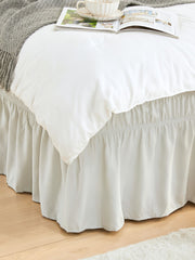 Double elastic bed skirt with 15 inch drop and elegant ruffle design