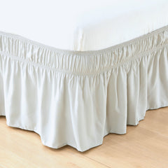 Double elastic bed skirt with 15 inch drop and elegant ruffle design