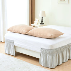 Double elastic bed skirt with 15 inch drop and elegant ruffle design