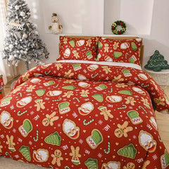 Boho style quilt bedspread set with pastel botanical prints and four pillow shams