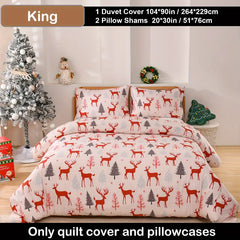 Boho style quilt bedspread set with pastel botanical prints and four pillow shams