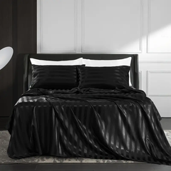 4-Piece Satin Stripe Silk-Like Bedding Set