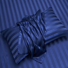 4-Piece Satin Stripe Silk-Like Bedding Set