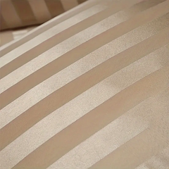 Satin stripe bedding set with duvet cover and two pillowcases silk-like texture