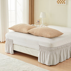 Double elastic bed skirt with 15 inch drop and elegant ruffle design