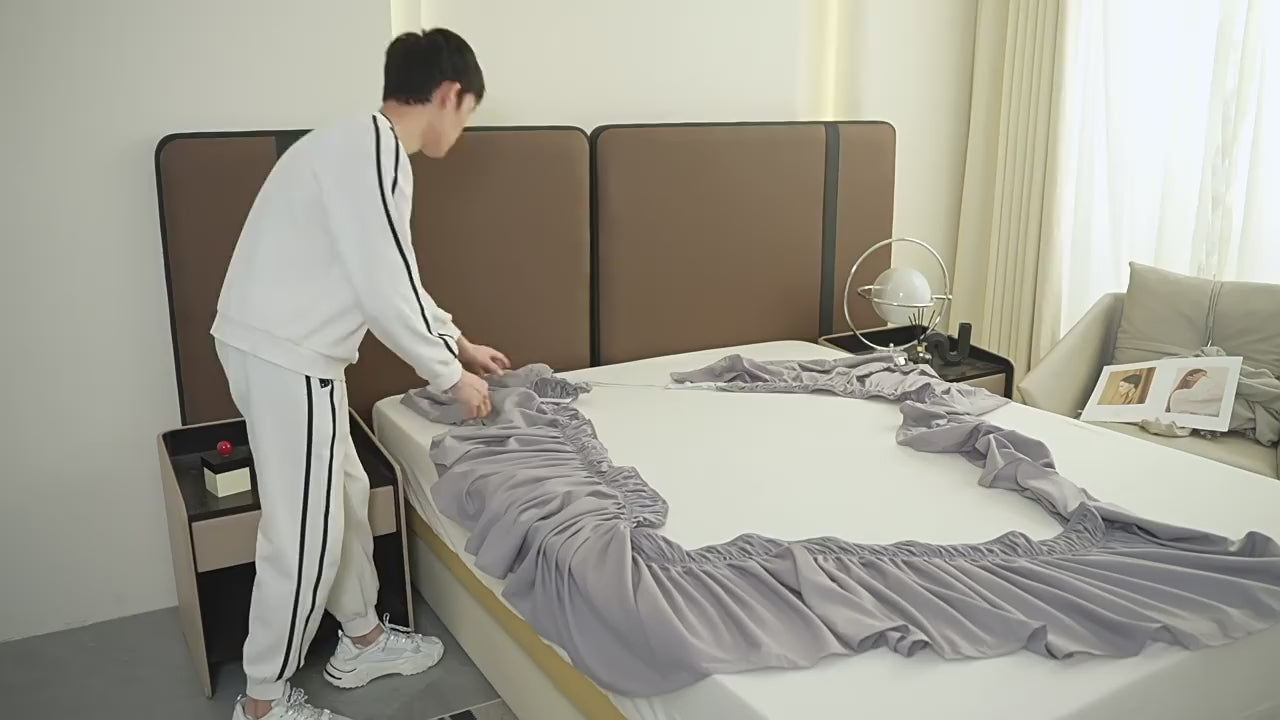 Falda de cama elástica doble con caída de 15 pulgadas